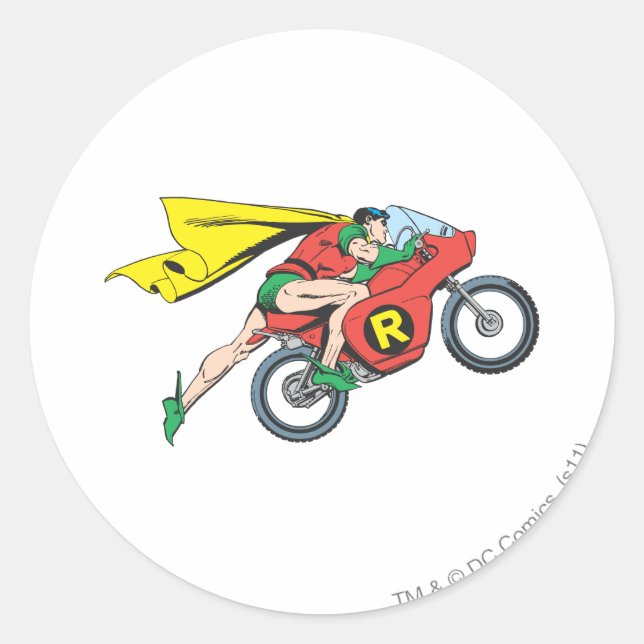 Robin & Fahrrad Runder Aufkleber (Vorderseite)