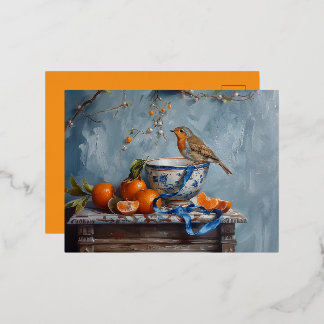 Robin - Foil Postcards Folien Feiertagspostkarte