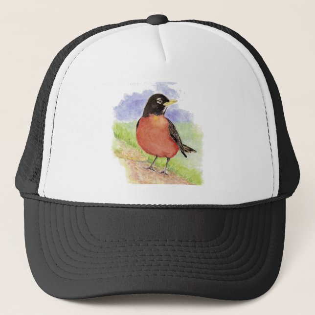 Robin Garden Bird Nature Art Truckerkappe (Vorderseite)