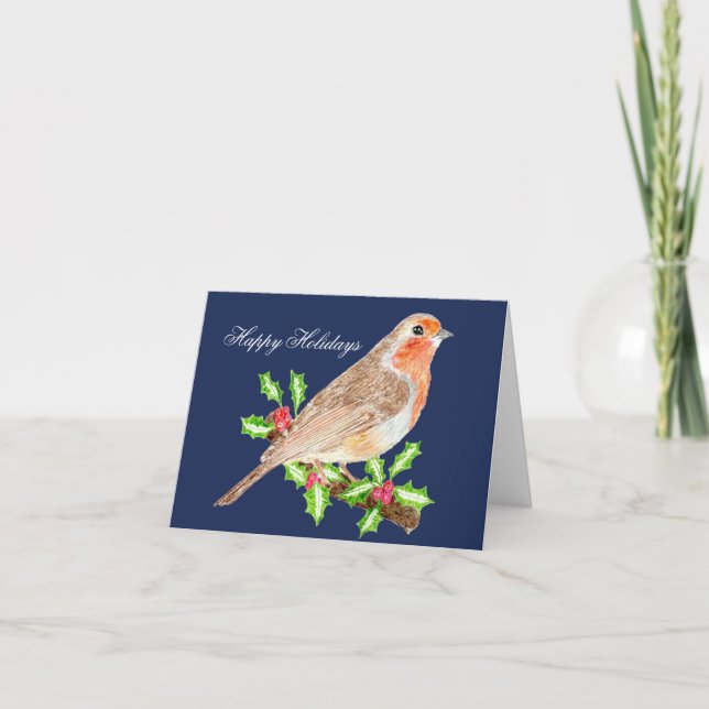 Robin Happy Holidays Christmas Card Dankeskarte (Vorderseite)