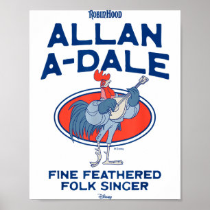 Robin Hood Allan-a-dale Volksmusiker Retro Poster