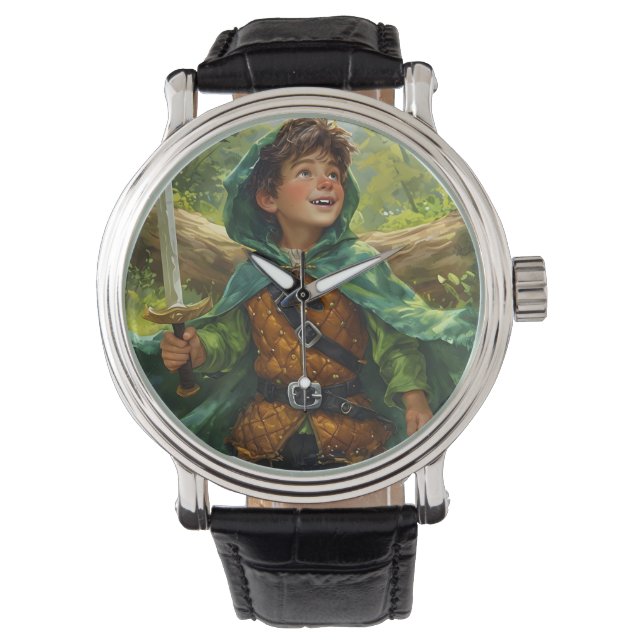 Robin Hood als Kind dargestellt Armbanduhr (Vorderseite)