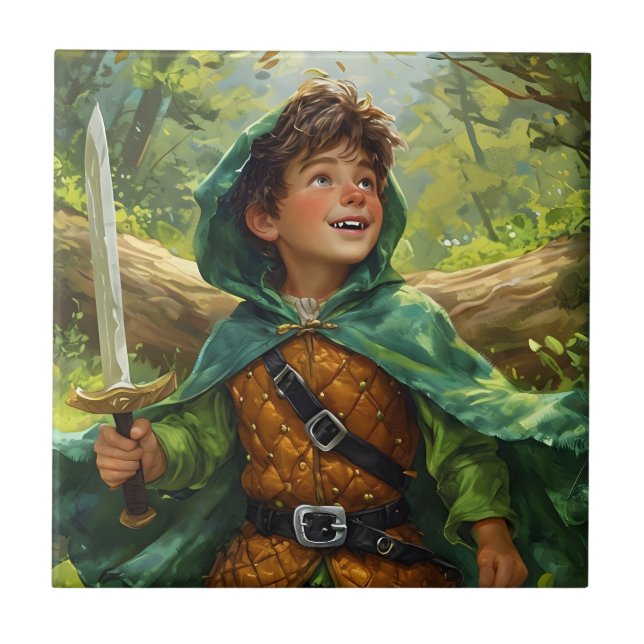 Robin Hood als Kind dargestellt Fliese (Vorderseite)