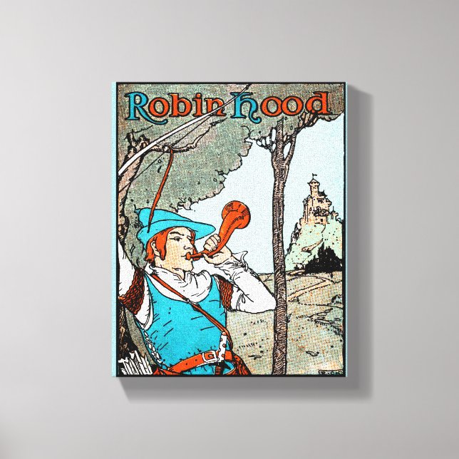 Robin Hood Antique Illustration frohe Männer Leinwanddruck (Vorderseite)