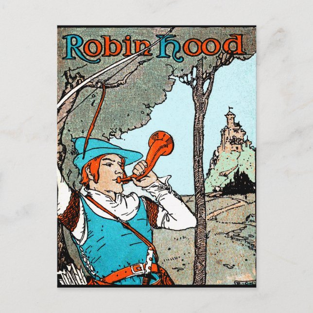 Robin Hood Antique Illustration frohe Männer Postkarte (Vorderseite)