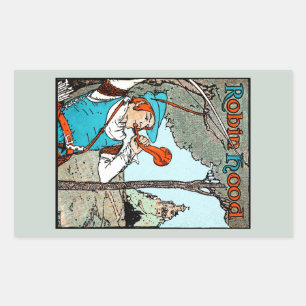 Robin Hood Antique Illustration frohe Männer Rechteckiger Aufkleber