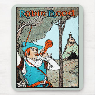 Robin-Hood-Antique-Illustration Fröhliche Männer Mousepad