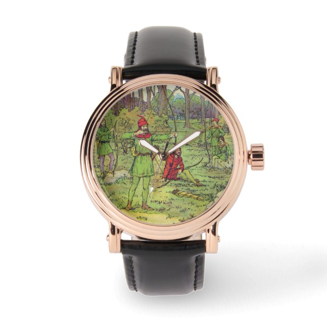 Robin Hood im Wald  Armbanduhr (Vorderseite)