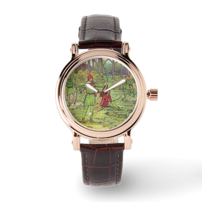 Robin Hood im Wald  Armbanduhr (Vorderseite)