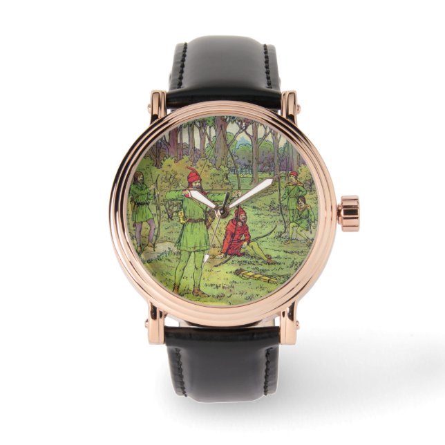 Robin Hood im Wald Armbanduhr (Vorderseite)