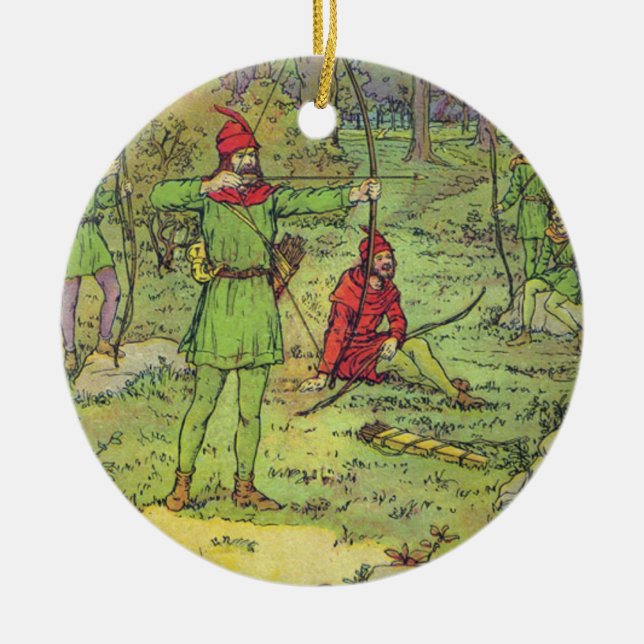 Robin Hood im Wald Keramikornament (Vorne)