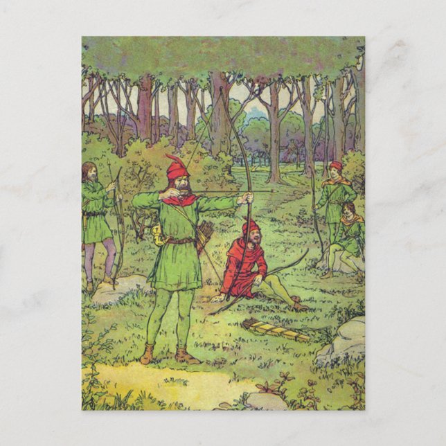 Robin Hood im Wald Postkarte (Vorderseite)