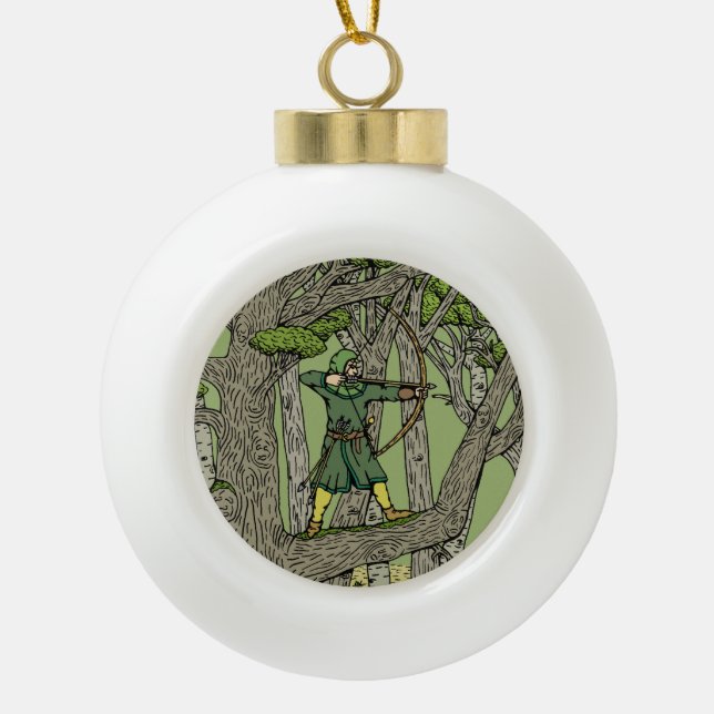 Robin Hood Keramik Kugel-Ornament (Vorderseite)
