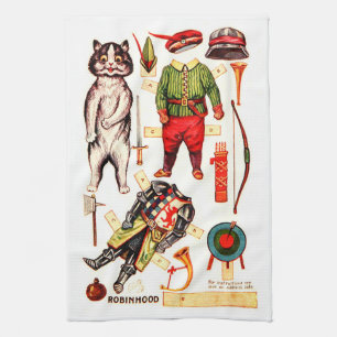 Robin Hood, Paper Doll, Louis Wain Geschirrtuch