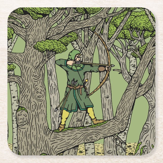 Robin Hood Rechteckiger Pappuntersetzer (Vorderseite)