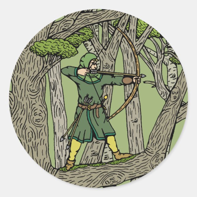 Robin Hood Runder Aufkleber (Vorderseite)
