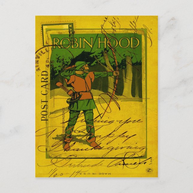Robin Hood, sein Bow und Pfeil Postkarte (Vorderseite)