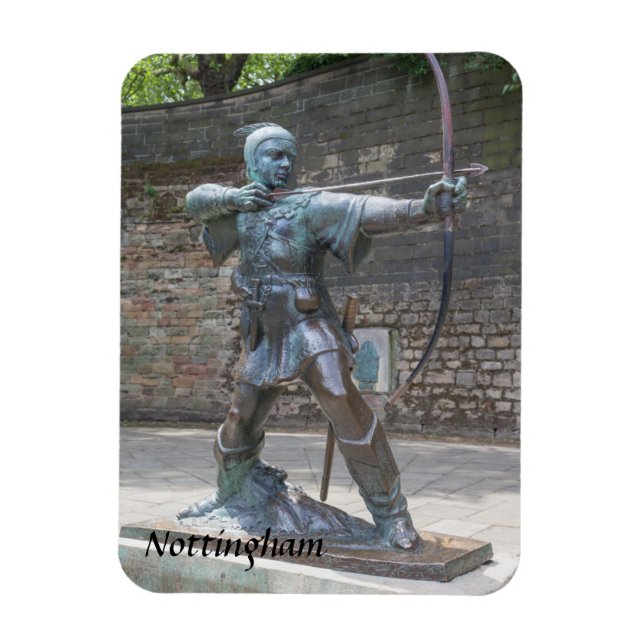 Robin Hood Statue von Nottingham Castle Foto Magnet (Vertikal)