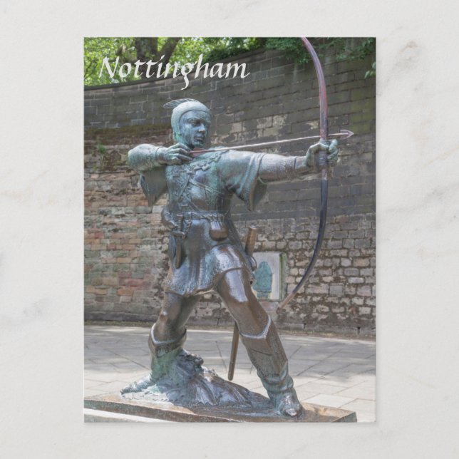 Robin Hood Statue von Nottingham Castle Foto Postkarte (Vorderseite)