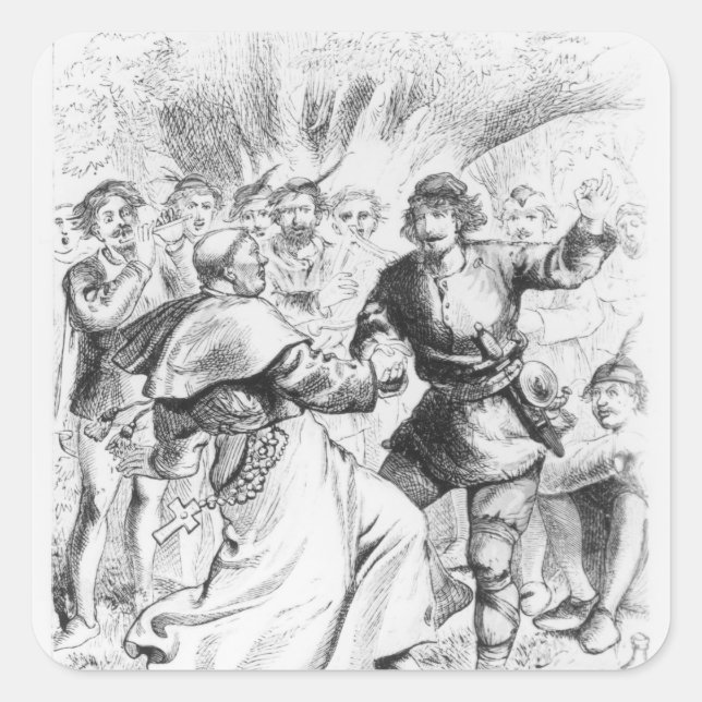 Robin Hood und der Bischof Quadratischer Aufkleber (Vorderseite)