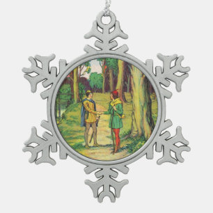 Robin Hood und Klein John Schneeflocken Zinn-Ornament