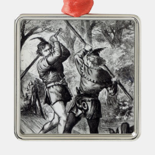 Robin Hood und kleiner John Silbernes Ornament