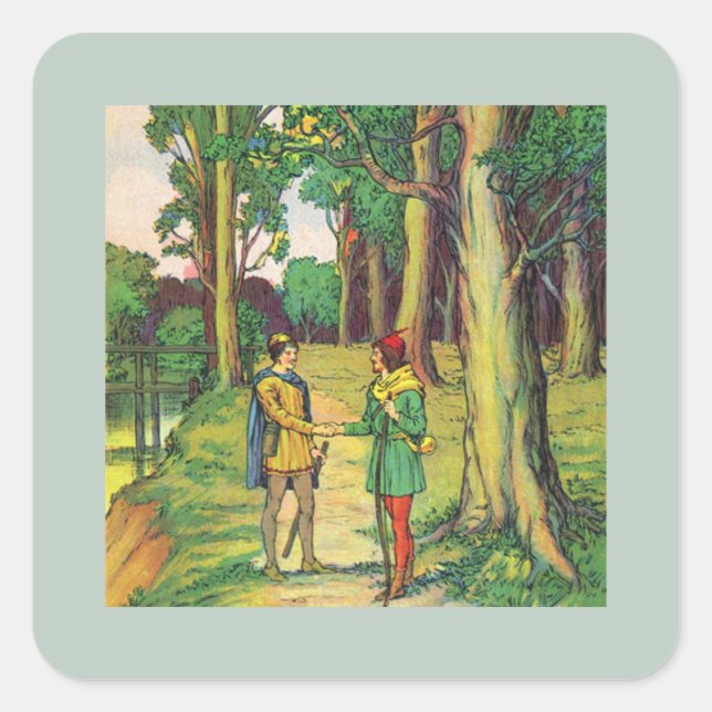 Robin Hood und Little John Square Sticker (Vorderseite)