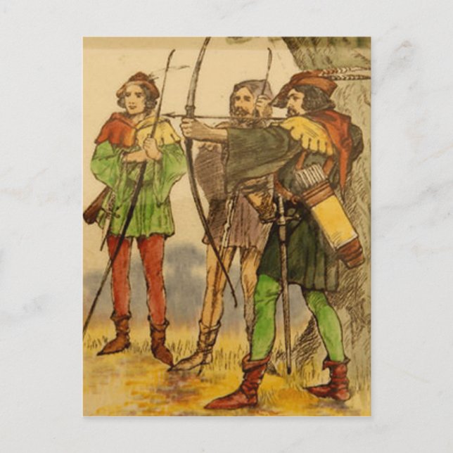 Robin Hood Vintage-Design Postkarte (Vorderseite)