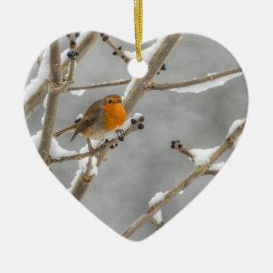 Robin im Schnee Keramikornament