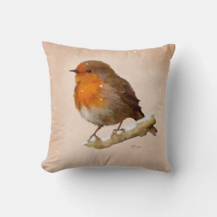 Robin im Schnee Kissen