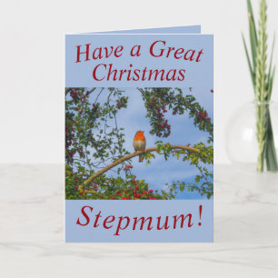 Robin in a Hawthorn Tree Christmas Card Stepmum Karte
