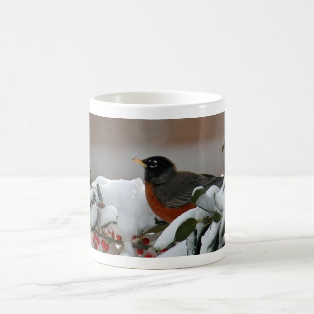 Robin in der Schnee-Tasse Kaffeetasse (Mittel)