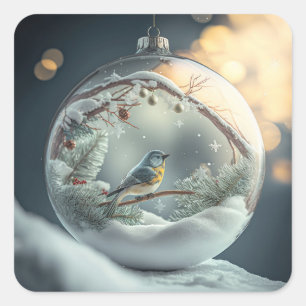 Robin in Globe Stickers