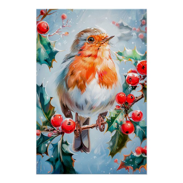 Robin in Nature Impressionist Style Art Poster (Vorderseite)