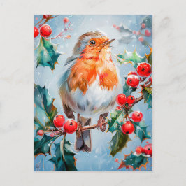 Robin in Nature Impressionist Style Art Postkarte