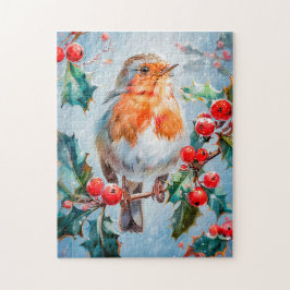 Robin in Nature Impressionist Style Art Puzzle