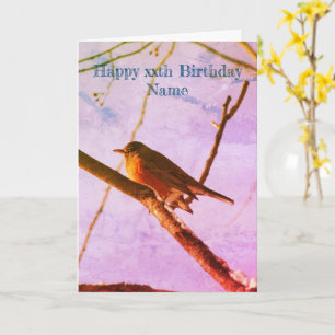Robin in Snow Nature Art Personalisiert Geburtstag Karte