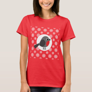 Robin in Snowflakes Hintergrund T-Shirt