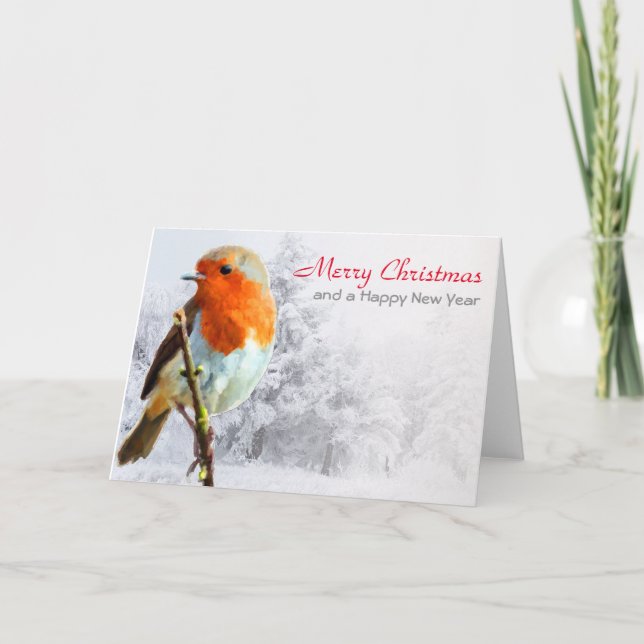 Robin in Winter Christmas Card Feiertagskarte (Vorderseite)