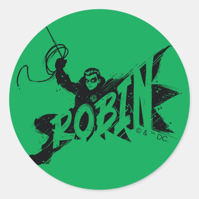 Robin Ink Brush Name Runder Aufkleber (Vorderseite)