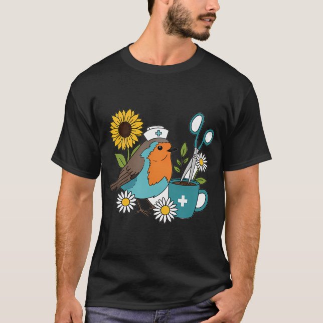 Robin-Kaffeetasse und Nurschere Geschenk T-Shirt (Vorderseite)