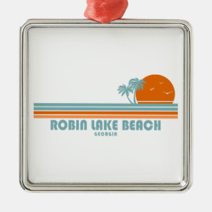 Robin Lake Beach Georgia Sun Palm Trees Ornament Aus Metall