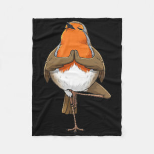 Robin macht Yoga Pose Meditation Lustiger Vogel Fleecedecke