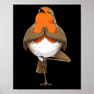 Robin macht Yoga-Übung Meditation Lustiger Vogel  Poster