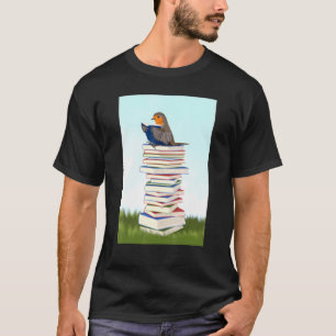 Robin mit Books Bird Bird Birdwatcher Animal Song T-Shirt
