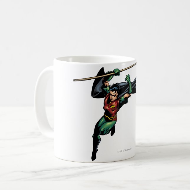 Robin mit Personal - Sprung Tasse (Vorderseite Links)