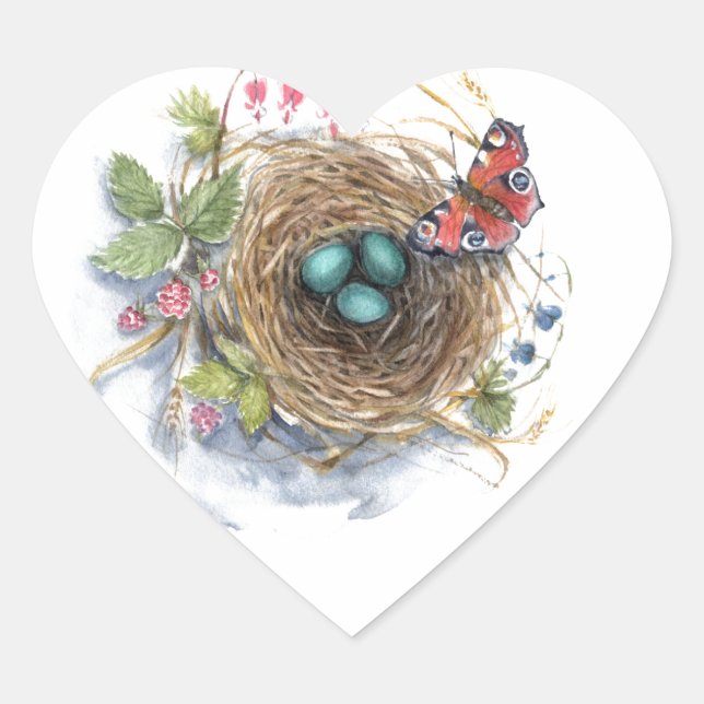 Robin Nest Herz-Aufkleber (Vorderseite)