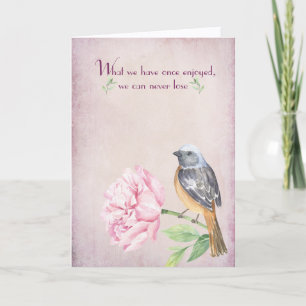 Robin on Peony Sympathy Card Karte