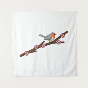 Robin on Sakura Wandteppich