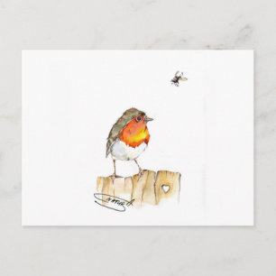 Robin Original Watercolor Design Postkarte